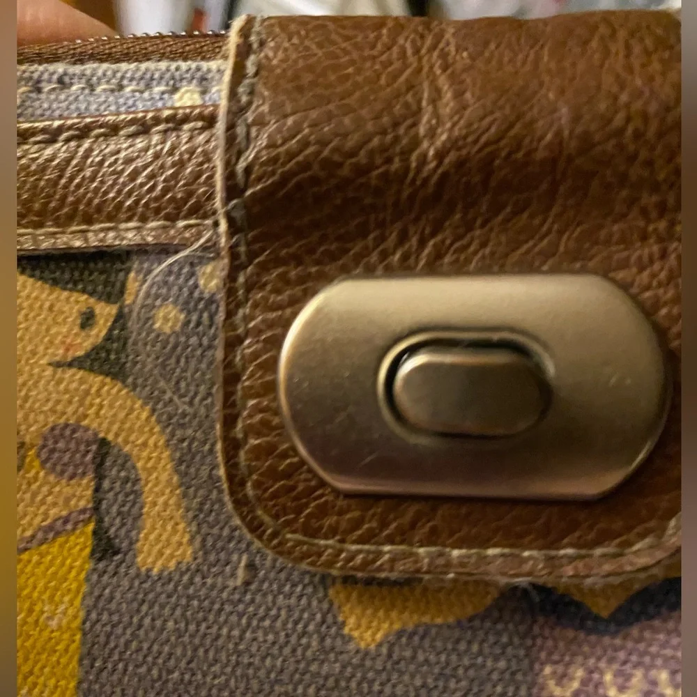 UNIONBAY Canvas Mermaid Print Wallet with Brown Leather Trim - Picture 3 of 13
